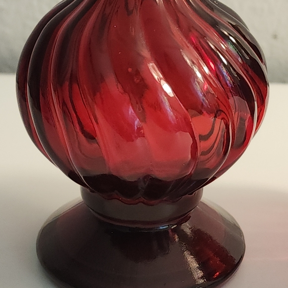 Set Of 2 Avon Candlestick Bird of Paradise EMPTY Cologne Ruby Red Bottles - Picture 6 of 10